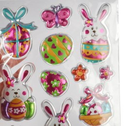 Żelowe Naklejki Wielkanocne na Okna, Zajączki i Jajka, Samoprzylepne, Kolorowe, Bezpieczne dla Dzieci, 20 cm x 14 cm.