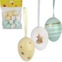 Zestaw 12 Kolorowych Jajek Wielkanocnych na Zawieszki ze Złotym Dekorem 4 cm