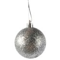 Zestaw 12 Srebrnych Bombek Brokatowych - Dekoracje Świąteczne 6 cm