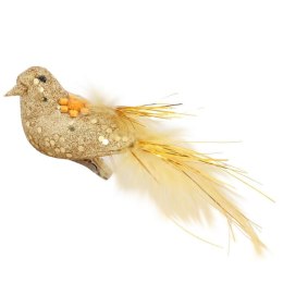 Zestaw 3 Ptaków na Klipsach w Kolorze Czerwono-Złotym do Dekoracji Świątecznych