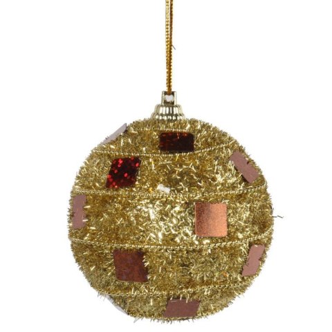 Zestaw 4 Złotych Bombek Styropianowych z Brązowymi Szkiełkami 7 cm