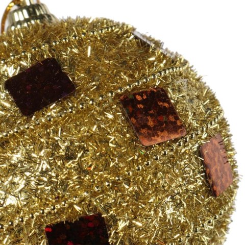 Zestaw 4 Złotych Bombek Styropianowych z Brązowymi Szkiełkami 7 cm