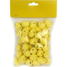 Zestaw 50 Dekoracyjnych Jajek Wielkanocnych ze Styropianu, 2,5 cm, Kolor: Żółty