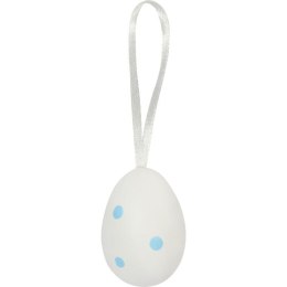 Zestaw 6 Dekoracyjnych Jajek Wielkanocnych Biało-Niebieskich 5cm - Zawieszki Ze Wzorem Kwiatków