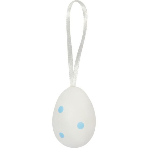 Zestaw 6 Dekoracyjnych Jajek Wielkanocnych Biało-Niebieskich 5cm - Zawieszki Ze Wzorem Kwiatków
