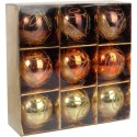 Zestaw 9 Dekoracyjnych Bombek Świątecznych w Odcieniach Brązu, 6 cm.