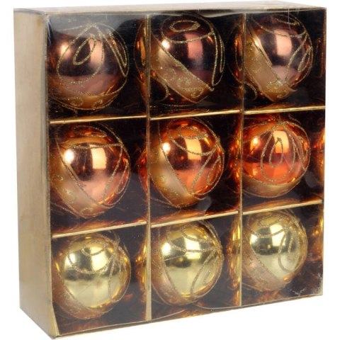 Zestaw 9 Dekoracyjnych Bombek Świątecznych w Odcieniach Brązu, 6 cm.