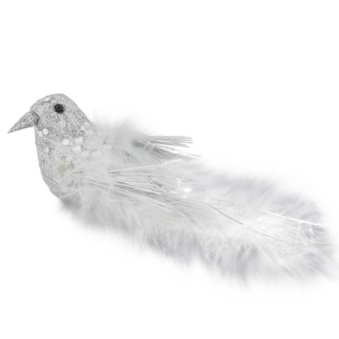 Zestaw Ptaków na Klipsach do Dekoracji Świątecznych - Różowo-Srebrne, 3 Sztuki