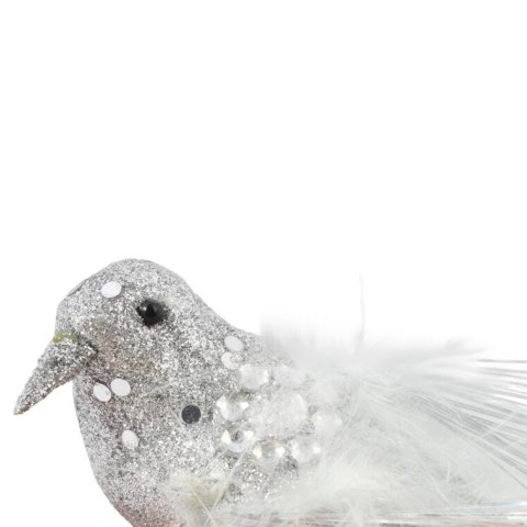 Zestaw Ptaków na Klipsach do Dekoracji Świątecznych - Różowo-Srebrne, 3 Sztuki