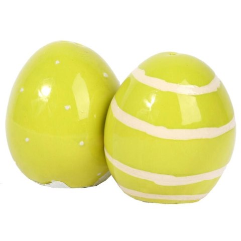 Zestaw Solniczka i Pieprzniczka w Kształcie Ceramicznych Jajek - Zielony Wielkanocny Akcent na Stół