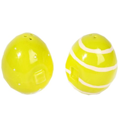 Zestaw Solniczka i Pieprzniczka w Kształcie Ceramicznych Jajek - Zielony Wielkanocny Akcent na Stół