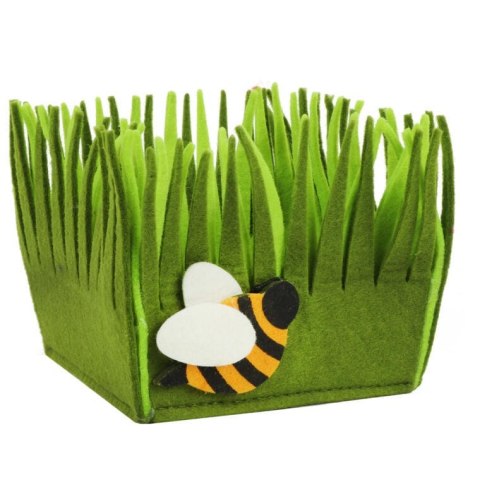 Zielona Filcowa Osłonka Wielkanocna z Pszczółką na Słodkie Prezenty lub Kwiaty