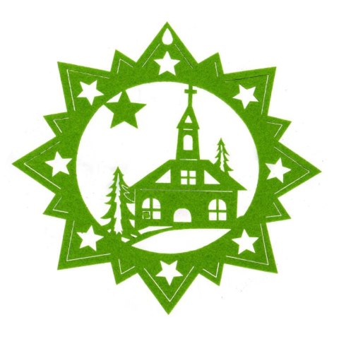 Zielony Filcowy Kościół na Świąteczną Dekorację Okna i Ochronę Stołu