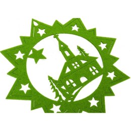 Zielony Filcowy Kościół na Świąteczną Dekorację Okna i Ochronę Stołu
