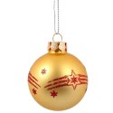 Złote Bombki Szklane z Brokatowym Dekorem - Komplet 5 szt. 6 cm