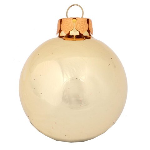 Złote Bombki Szklane z Brokatowym Dekorem - Komplet 5 szt. 6 cm