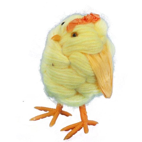 Żółta Figurka Kurczaka z Włóczki 10 cm - Dekoracja Wielkanocna i Tematyczna