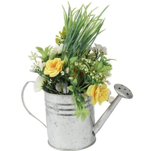 Żółta Wiosenna Kompozycja Wielkanocna w Konewce - Dekoracyjne Sztuczne Kwiaty 20cm