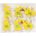 Żółte Drewniane Klamerki w Kształcie Zajączków - Wielkanocne Dekoracje 6 szt.