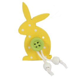 Żółte Drewniane Klamerki w Kształcie Zajączków - Wielkanocne Dekoracje 6 szt.