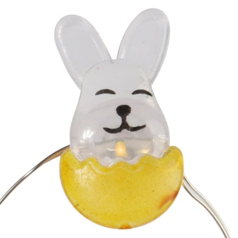 Żółte Lampki Wielkanocne w Kształcie Zajączków, 10 LED, Zasilanie Bateryjne, Dekoracja Wnętrz i Ogrodu