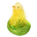 Żółty Kurczak z Piórek w Gnieździe Sizalowym - Dekoracja Wielkanocna i Tematyczna
