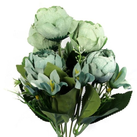 5-Pięktna Sztucznych Piwonii w Kolorze Zielonym o Wysokości 30cm