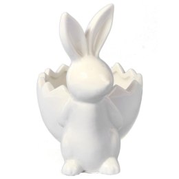 Biała Ceramiczna Figurka Zajączka na Święta Wielkanocne 14cm