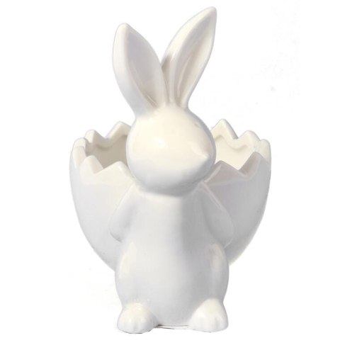 Biała Ceramiczna Figurka Zajączka na Święta Wielkanocne 14cm