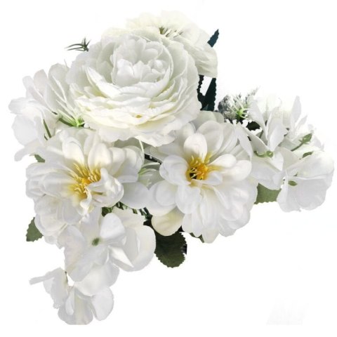 Biały Bukiet Sztucznych Kwiatów 7 Elementów, 32 cm