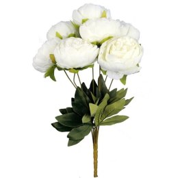 Biały Bukiet Sztucznych Piwonii - Realistyczne Kwiaty Dekoracyjne, 48cm