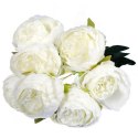Biały Bukiet Sztucznych Piwonii - Realistyczne Kwiaty Dekoracyjne, 48cm