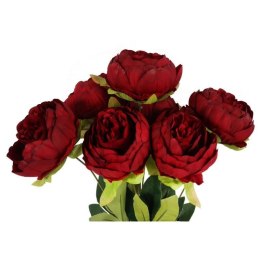 Bordowy Bukiet Sztucznych Piwonii - 7 Sztuk, Wysokość 48cm