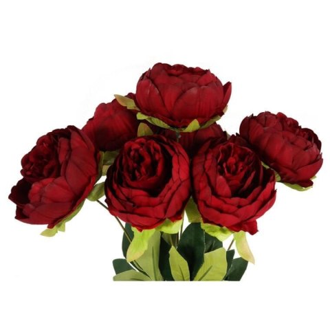 Bordowy Bukiet Sztucznych Piwonii - 7 Sztuk, Wysokość 48cm