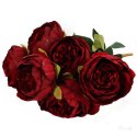Bordowy Bukiet Sztucznych Piwonii - 7 Sztuk, Wysokość 48cm