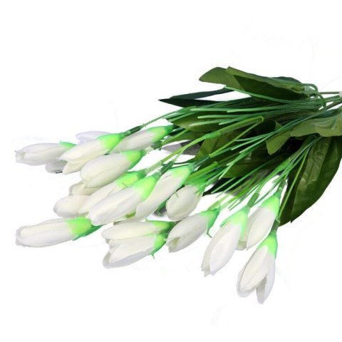 Bukiet 20 Sztucznych Krokusów Białych - Dekoracja o Wysokości 35 cm