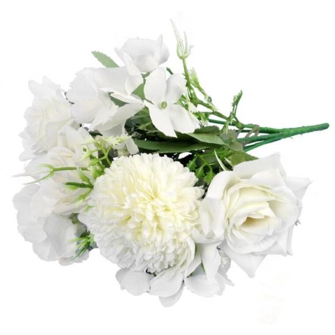 Bukiet 6 kwiatów mix z czosnkiem 32cm biały