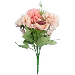 Bukiet 6 kwiatów mix z czosnkiem 32cm łososiowy