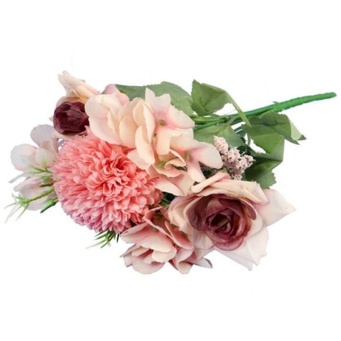 Bukiet 6 kwiatów mix z czosnkiem 32cm łososiowy