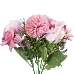 Bukiet 6 kwiatów mix z czosnkiem 32cm różowy