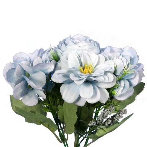 Bukiet 7 kwiatów 32cm kolor niebieski