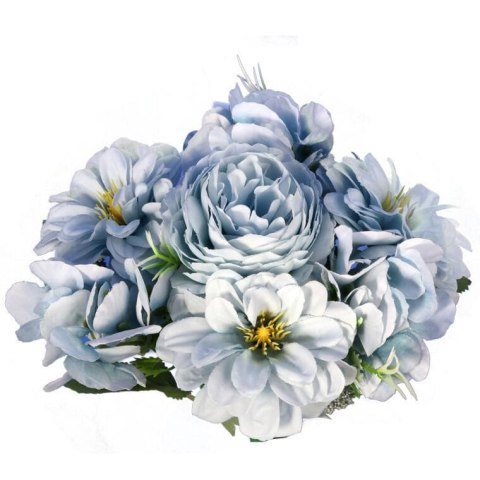 Bukiet 7 kwiatów 32cm kolor niebieski