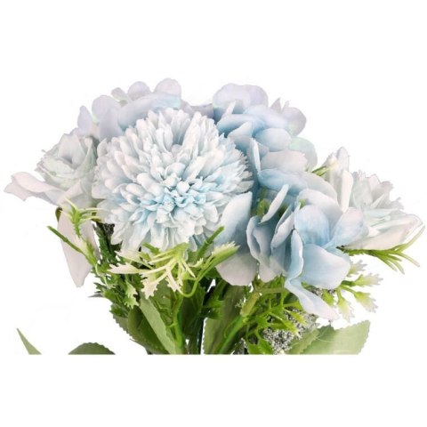 Bukiet 7 mieszanych kwiatów sztucznych z czosnkiem 32cm w kolorze niebieskim
