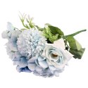 Bukiet 7 mieszanych kwiatów sztucznych z czosnkiem 32cm w kolorze niebieskim