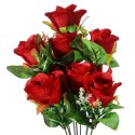 Bukiet 9 czerwonych róż sztucznych - dekoracja do wnętrz i na Wszystkich Świętych