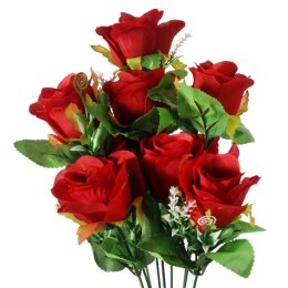 Bukiet 9 czerwonych róż sztucznych - dekoracja do wnętrz i na Wszystkich Świętych