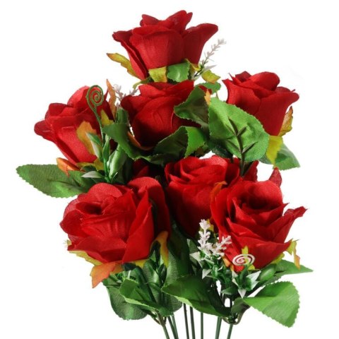 Bukiet 9 czerwonych róż sztucznych - dekoracja do wnętrz i na Wszystkich Świętych