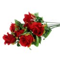 Bukiet 9 czerwonych róż sztucznych - dekoracja do wnętrz i na Wszystkich Świętych