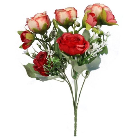 Bukiet Piwonii Deluxe - Czerwony, Sztuczny, 5 Sztuk Wysokości 35 cm
