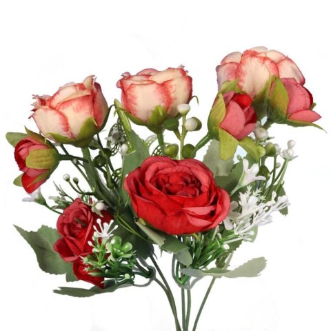 Bukiet Piwonii Deluxe - Czerwony, Sztuczny, 5 Sztuk Wysokości 35 cm